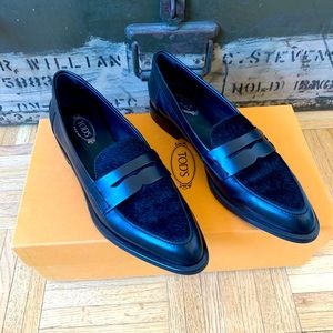 Tod’s Leather and Pony hair Loafers NWB US 6 1/2